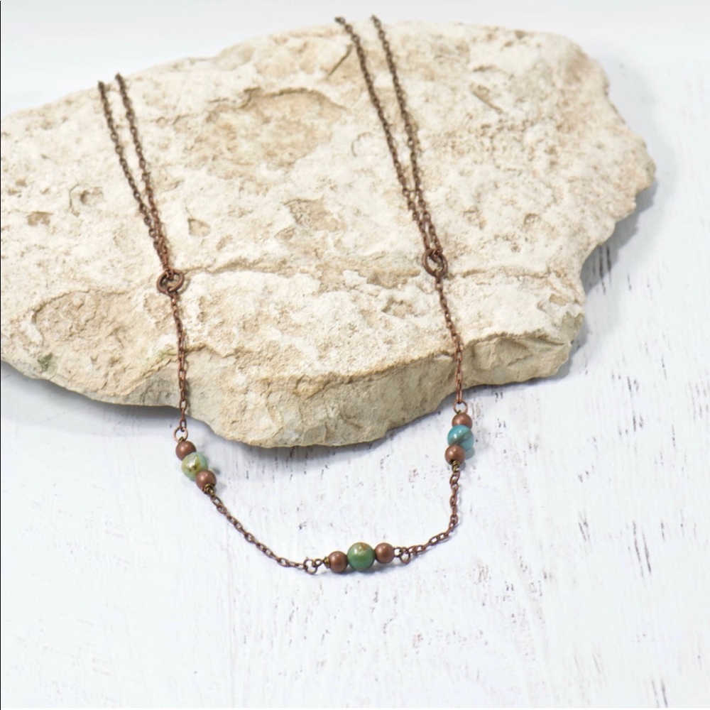 Livvie + Hazel The Dani Beaded Necklace Agate Copper Collection 22”